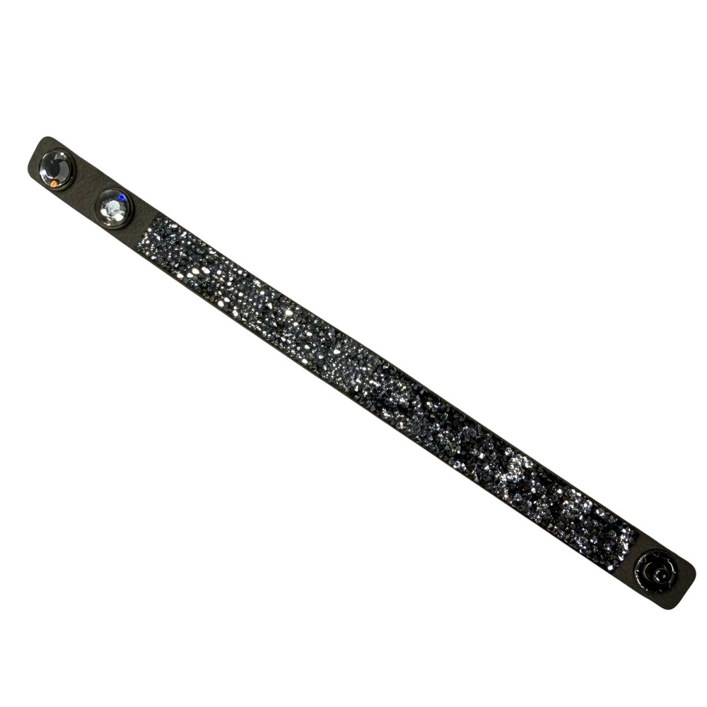 Swarovski Slake Grey Alcantara Crystal Wrap Bracelet